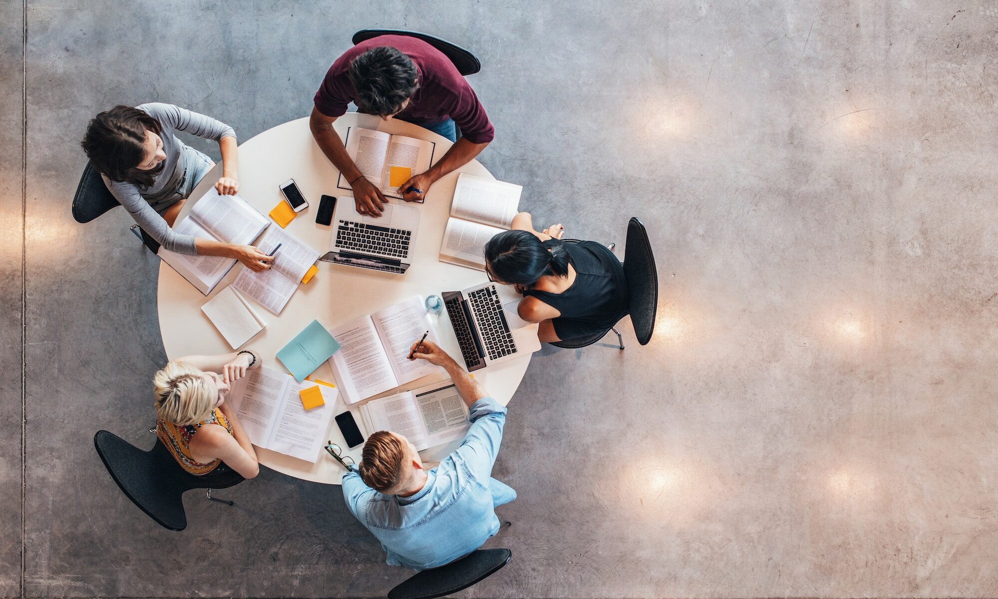 University students doing group study